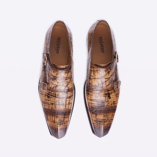 Mister 39581 Medin Men's Shoes Camel Crocodile Print / Calf-Skin Leather Monk-Straps Loafers (MIS1056)-AmbrogioShoes