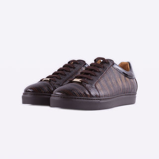 Mister 39594 Ucar Men's Shoes Dark Brown Lizard Print / Patent / Calf-Skin Leather Casual Sneakers (MIS1057)-AmbrogioShoes