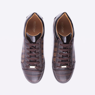 Mister 39594 Ucar Men's Shoes Dark Brown Lizard Print / Patent / Calf-Skin Leather Casual Sneakers (MIS1057)-AmbrogioShoes