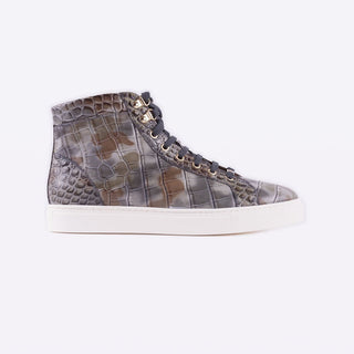 Mister 39598 Horche Men's Shoes Smoke Crocodile Print / Calf-Skin Leather High-Top Sneakers (MIS1008)-AmbrogioShoes