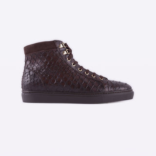 Mister 39598 Jocar Men's Shoes Brown Python Print / Calf-Skin Leather High-Top Sneakers (MIS1009)-AmbrogioShoes