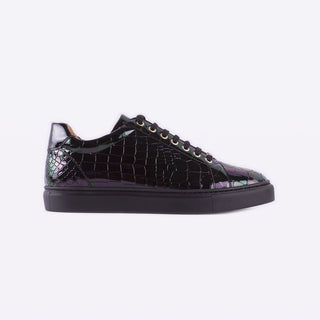 Mister 39610 Lerin Men's Shoes Black Petroleum Crocodile Print / Patent Leather Casual Sneakers (MIS1028)-AmbrogioShoes