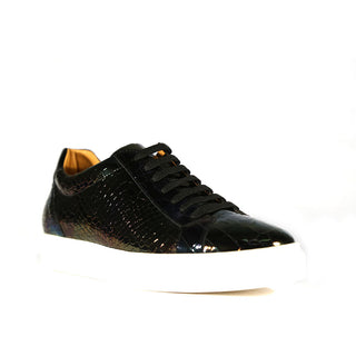 Mister 39610 Lerin Men's Shoes Black Petroleum Crocodile Print / Patent Leather Casual Sneakers (MISS1119)-AmbrogioShoes