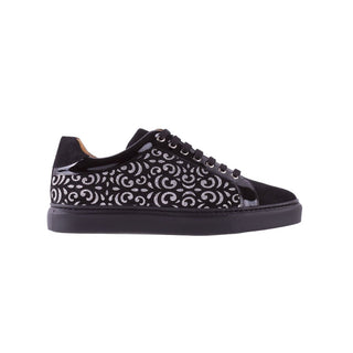 Mister 39697 Funes Men's Shoes Black Glitter Print / Patent / Suede Leather Casual Sneakers (MIS1022)-AmbrogioShoes