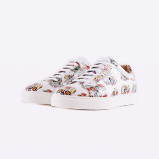 Mister 39697 Orea Men's Shoes White Skull Print / Patent Leather Casual Sneakers (MIS1010)-AmbrogioShoes