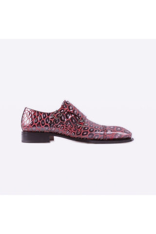 Mister 40079 Buxan Burgundy Crocodile Embossed / Calf-Skin Leather Monk-Straps Loafers (MISS1052)