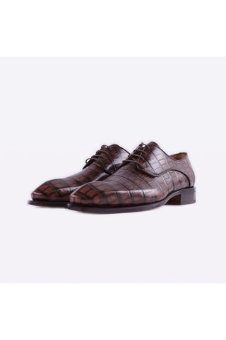 Mister 40080 Bruma Brown Crocodile Print / Calf-Skin Leather Derby (MISS1050)-AmbrogioShoes