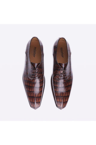 Mister 40080 Bruma Brown Crocodile Print / Calf-Skin Leather Derby (MISS1050)-AmbrogioShoes