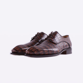 Mister 40080 Bruma Men's Shoes Brown Crocodile Print / Calf-Skin Leather Derby (MISS1050)-AmbrogioShoes