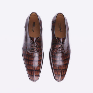 Mister 40080 Bruma Men's Shoes Brown Crocodile Print / Calf-Skin Leather Derby (MISS1050)-AmbrogioShoes
