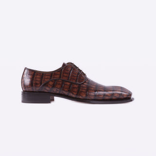 Mister 40080 Bruma Men's Shoes Brown Crocodile Print / Calf-Skin Leather Derby Oxfords (MIS1050)-AmbrogioShoes