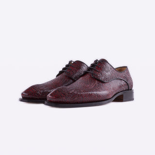 Mister 40082 Cervas Men's Shoes Burgundy Cashmere Flower Print / Calf-Skin Leather Derby Oxfords (MIS1055)-AmbrogioShoes