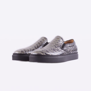 Mister 40153 Recas Men's Shoes Black Glitter Python Print / Patent Leather Slip-On Loafers (MIS1038)-AmbrogioShoes