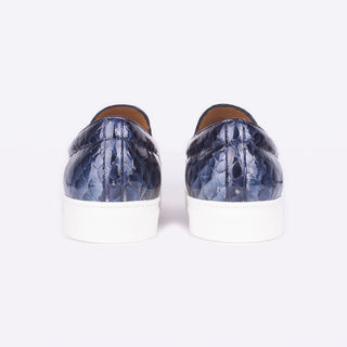 Mister 40153 Unzu Men's Shoes Blue Glitter Python Print / Patent Leather Slip-On Loafers (MIS1039)-AmbrogioShoes