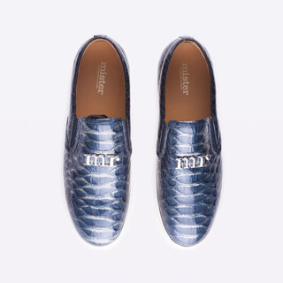 Mister 40153 Unzu Men's Shoes Blue Glitter Python Print / Patent Leather Slip-On Loafers (MIS1039)-AmbrogioShoes