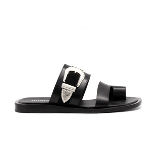 Mister 40686 Men's Shoes Black Texture Print / Suede / Calf-Skin Leather Slip-On Sandals (MIS1058)-AmbrogioShoes