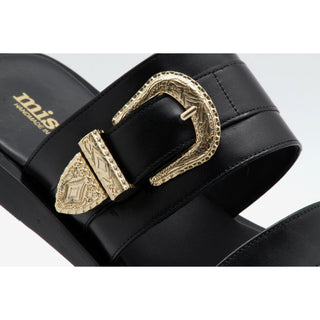 Mister 40686 Men's Shoes Black Texture Print / Suede / Calf-Skin Leather Slip-On Sandals (MIS1059)-AmbrogioShoes