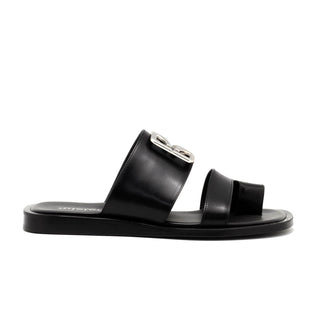 Mister 40687 Men's Shoes Black Calf-Skin Leather Slip-On Sandals (MIS1060)-AmbrogioShoes