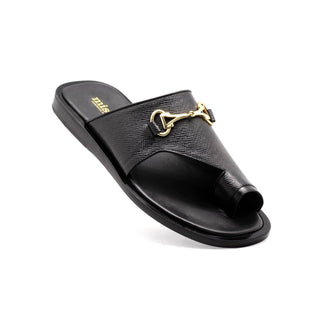 Mister 40687 Men's Shoes Black Texture Print / Calf-Skin Leather Horsebit Sandals (MIS1061)-AmbrogioShoes