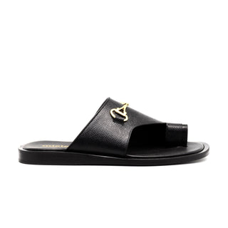 Mister 40687 Men's Shoes Black Texture Print / Calf-Skin Leather Horsebit Sandals (MIS1061)-AmbrogioShoes