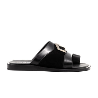 Mister 40689 Men's Shoes Black Suede / Calf-Skin Leather Horsebit Sandals (MIS1062)-AmbrogioShoes