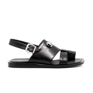 Mister 40691 Men's Shoes Black Calf-Skin Leather Horsebit Sandals (MIS1063)-AmbrogioShoes