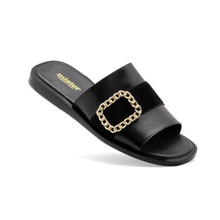 Mister 40696 Men's Shoes Black Suede / Calf-Skin Leather Slip-On Sandals (MIS1068)-AmbrogioShoes