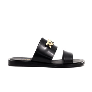 Mister 40699 Men's Shoes Black Calf-Skin Leather Slip-On Sandals (MIS1071)-AmbrogioShoes