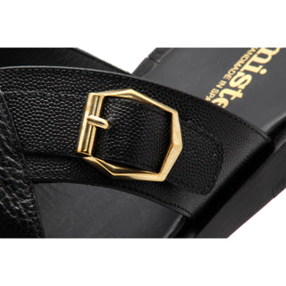 Mister 40701 Men's Shoes Black Shark / Suede / Full Grain Leather Slip-On Sandals (MIS1073)-AmbrogioShoes