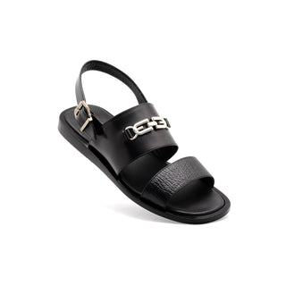 Mister 40703 Men's Shoes Black Full Grain / Calf-Skin Leather Slip-On Sandals (MIS1075)-AmbrogioShoes
