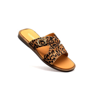 Mister 40773 Men's Shoes Brown Hiena Print / Pony Slip-On Sandals (MIS1080)-AmbrogioShoes