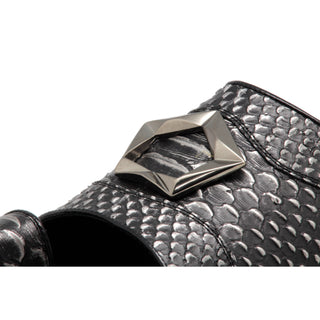 Mister 40774 Men's Shoes Black Lorado Snake Print / Calf-Skin Leather Slip-On Sandals (MIS1081)-AmbrogioShoes