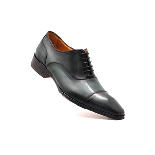 Mister 40843 Men's Shoes Green & Gray Calf-Skin Leather Cap-Toe Oxfords (MIS1092)-AmbrogioShoes