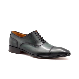 Mister 40843 Men's Shoes Green & Gray Calf-Skin Leather Cap-Toe Oxfords (MIS1092)-AmbrogioShoes