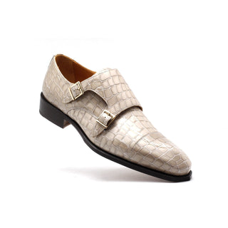 Mister 40854 Men's Shoes Pearl Crocodile Print / Patent Leather Monk-Straps Loafers (MIS1099)-AmbrogioShoes