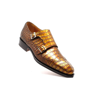 Mister 40858 Men's Shoes Metal Brown Crocodile Print / Patent Leather Monk-Straps Loafers (MIS1102)-AmbrogioShoes