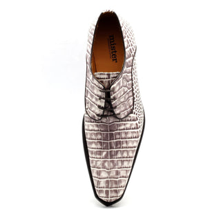 Mister 40862 Men's Shoes Bone Beige Crocodile Print / Calf-Skin Leather Derby Oxfords (MIS1104)-AmbrogioShoes