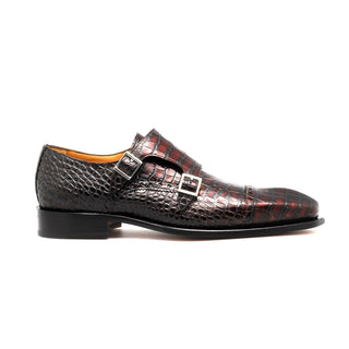 Mister 40864 Men's Shoes Red Crocodile Print / Calf-Skin Leather Monk-Straps Loafers (MIS1106)-AmbrogioShoes