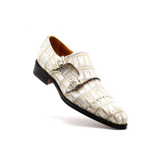 Mister 40866 Men's Shoes Beige Crocodile Print / Calf-Skin Leather Monk-Straps Loafers (MIS1108)-AmbrogioShoes