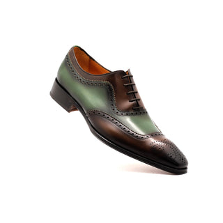 Mister 40959 Men's Shoes Green & Brown Calf-Skin Leather Oxfords (MIS1113)-AmbrogioShoes