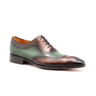 Mister 40959 Men's Shoes Green & Brown Calf-Skin Leather Oxfords (MIS1113)-AmbrogioShoes