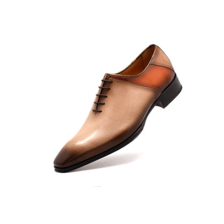 Mister 40961 Men's Shoes Cognac & Beige Calf-Skin Leather Plain Oxfords (MIS1115)-AmbrogioShoes