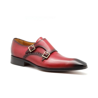 Mister 40962 Men's Shoes Red Calf-Skin Leather Monk-Straps Loafers (MIS1116)-AmbrogioShoes