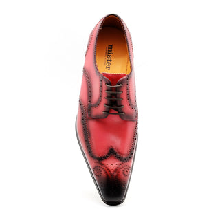 Mister 40964 Men's Shoes Red Calf-Skin Leather Wingtip Derby Loafers (MIS1118)-AmbrogioShoes