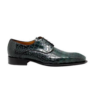 Mister Begur 39125 Men's Shoes Green Crocodile Print Leather Derby Oxfords (MIS1124)-AmbrogioShoes