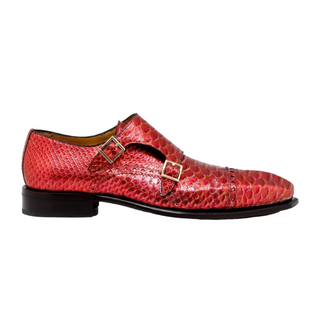 Mister Cardo 40418 Men's Shoes Red Snake Print Monk-Straps Loafers (MIS1127)-AmbrogioShoes