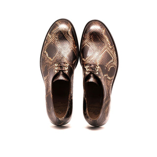 Mister Garin 40178 Men's Shoes Brown Snake Print Leather Derby Oxfords (MIS1133)-AmbrogioShoes