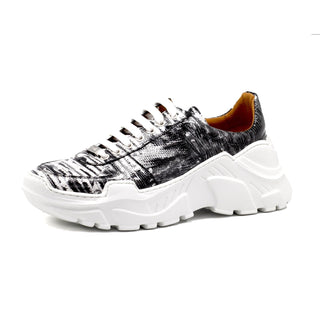 Mister Meco 39190 Men's Shoes Black Zebra Print Leather Sneakers (MIS1138)-AmbrogioShoes