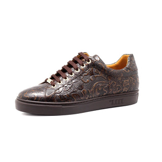 Mister Orba 40499 Men's Shoes Brown Texture Print Leather Sneakers (MIS1139)-AmbrogioShoes