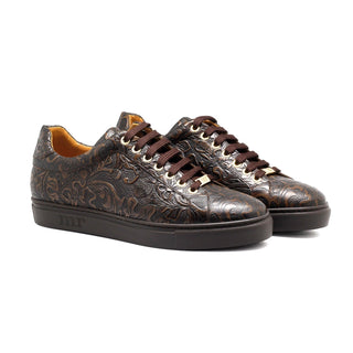 Mister Orba 40499 Men's Shoes Brown Texture Print Leather Sneakers (MIS1139)-AmbrogioShoes